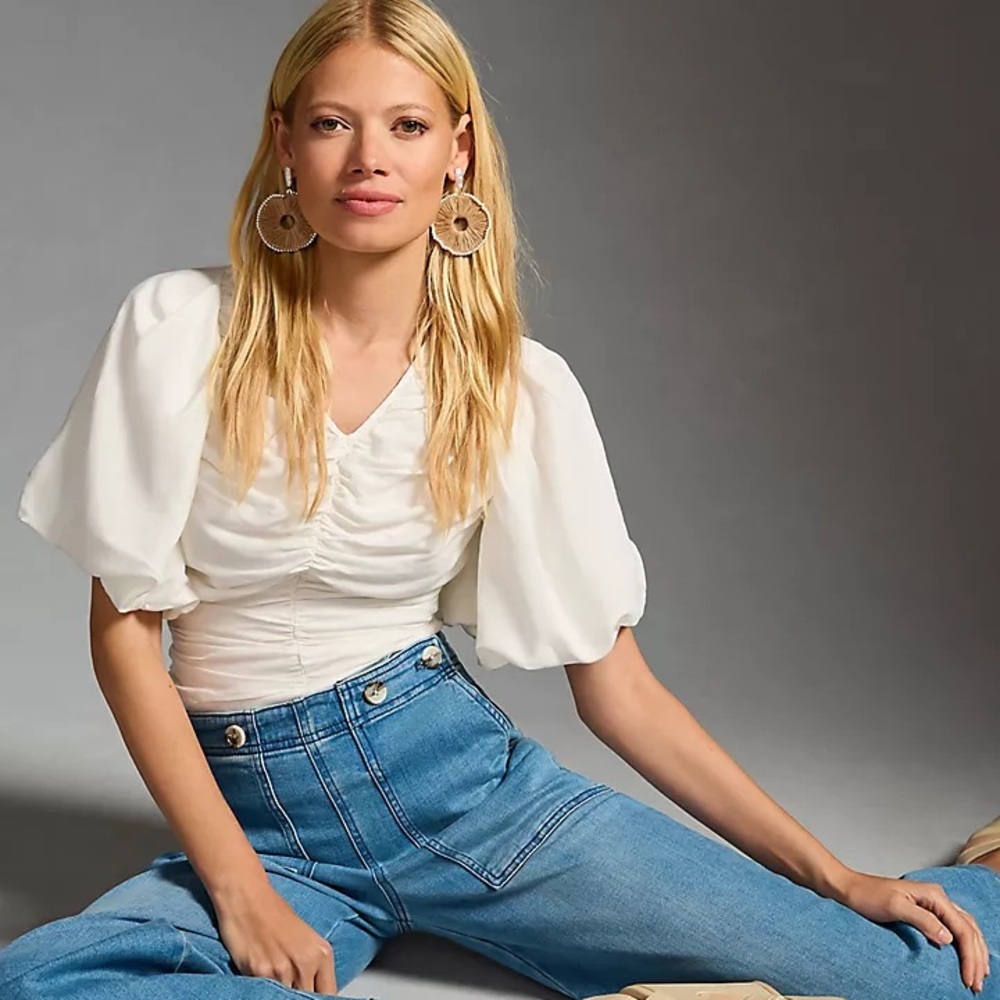 The Kit Cropped High-rise Wide-Leg Utility Denim Trouser by Pilcro - Picture 10 of 13